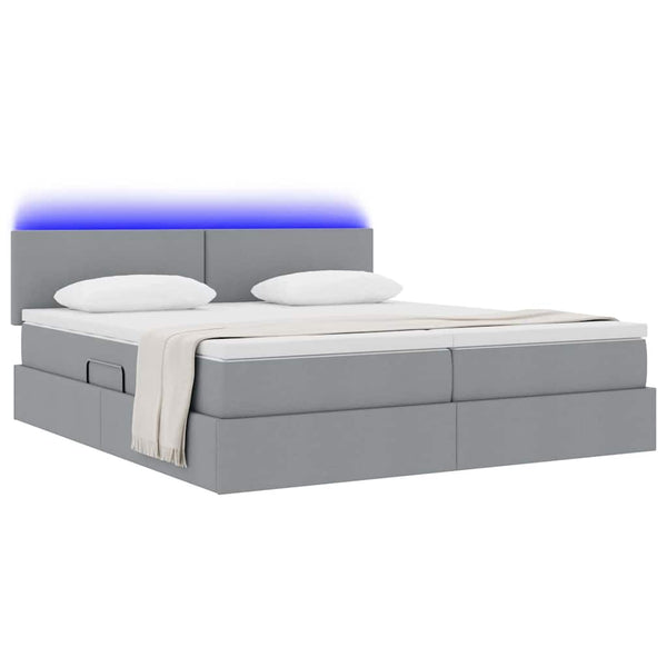 Bett mit LED-Licht Hellgrau 180x200 cm