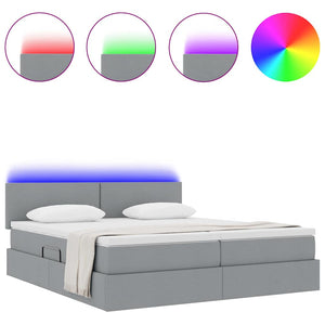 Bett mit LED-Licht Hellgrau 180x200 cm