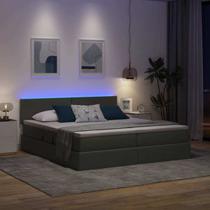 Bett mit LED-Lichtleisten Dunkelgrau 180x200 cm
