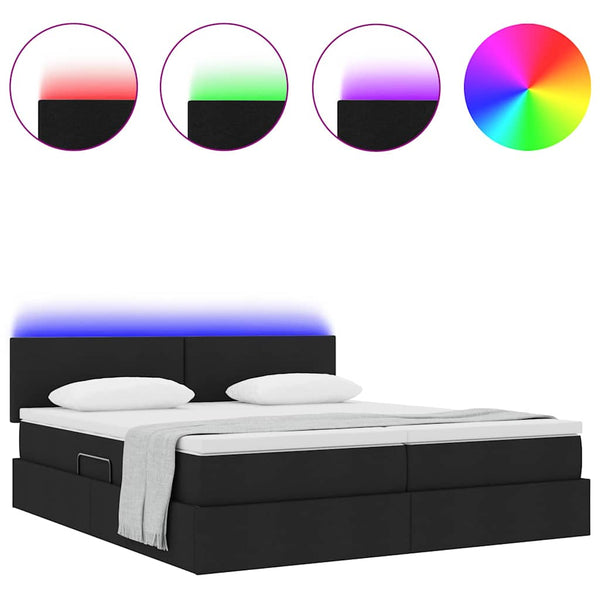 Bett mit LED-Lichtleisten Schwarz 180x200 cm