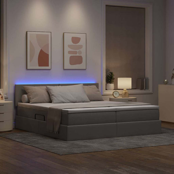 Bett mit LED-Licht Taupe 180x200 cm