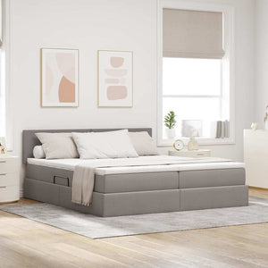Bett mit LED-Licht Taupe 180x200 cm