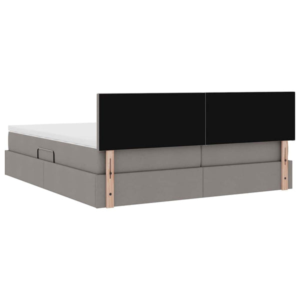Bett mit LED-Licht Taupe 180x200 cm