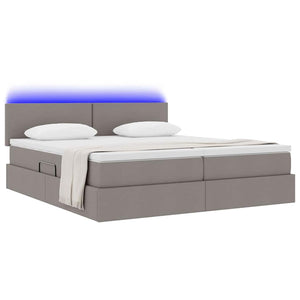Bett mit LED-Licht Taupe 180x200 cm