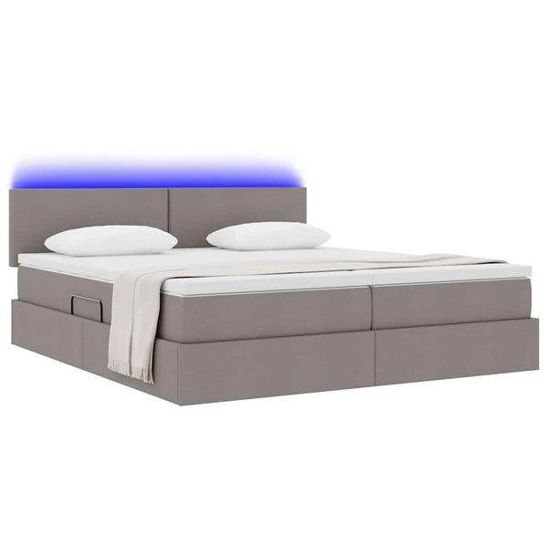 Bett mit LED-Licht Taupe 180x200 cm
