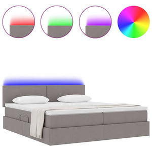 Bett mit LED-Licht Taupe 180x200 cm