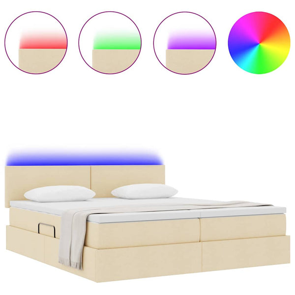 Bett mit LED Creme 180x200 cm