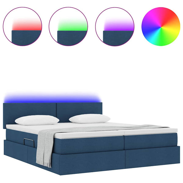 Bett mit LED-Licht Blau 180x200 cm