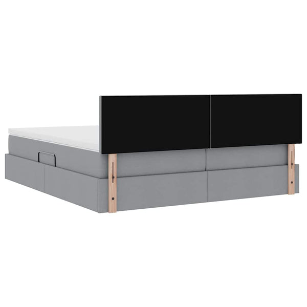vidaXL Lit avec bande LED gris clair 200 x 200 cm en tissu