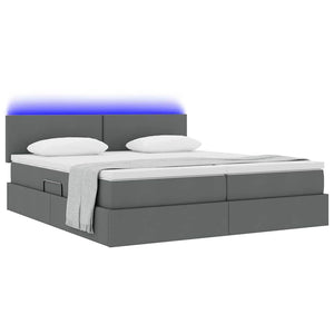 Bett mit LED-Licht Dunkelgrau 200x200 cm