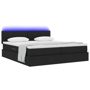 Bett mit LED-Lichtleisten Schwarz 200x200 cm
