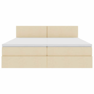 Bett mit LED-Lichtleisten Creme 200x200 cm