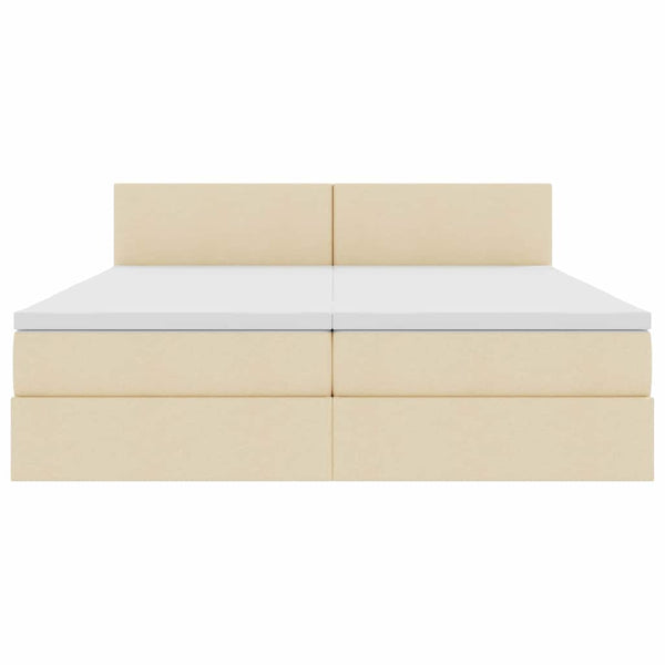 Bett mit LED-Lichtleisten Creme 200x200 cm
