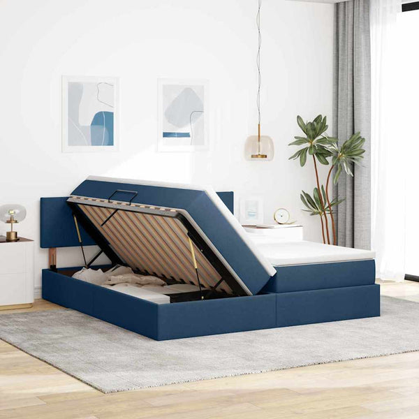 Bett mit LED-Licht Blau 200x200 cm