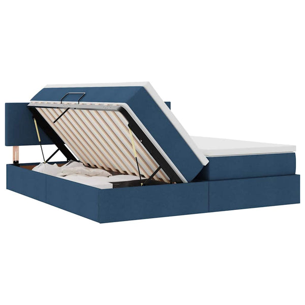 Bett mit LED-Licht Blau 200x200 cm