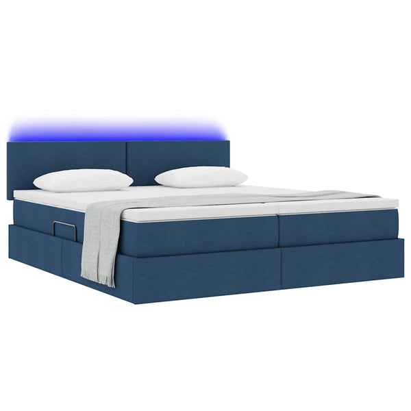 Bett mit LED-Licht Blau 200x200 cm