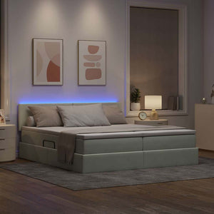 Bett mit LED-Leisten Hellgrau 180x200 cm