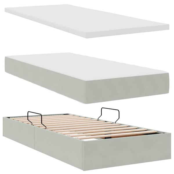 Bett mit LED-Leisten Hellgrau 180x200 cm