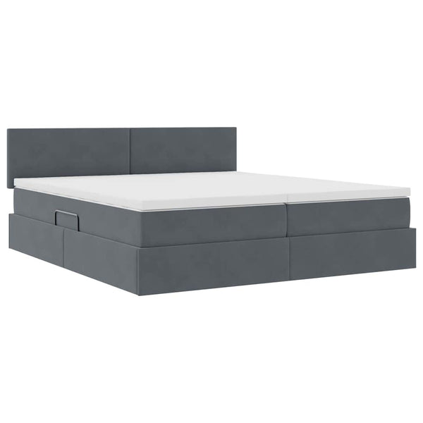 Samt Bett mit LED Dunkelgrau 180x200