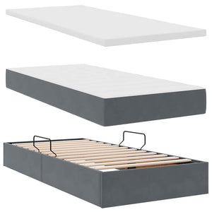 Samt Bett mit LED Dunkelgrau 180x200