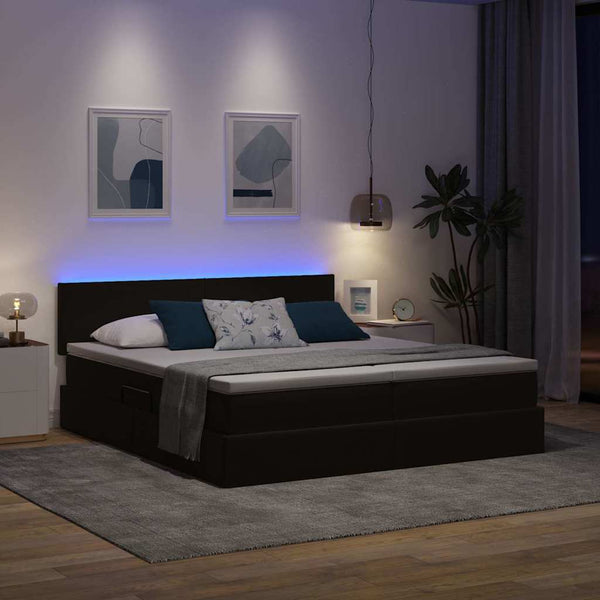 Bett mit LED-Lichtleisten Schwarz 180x200 cm