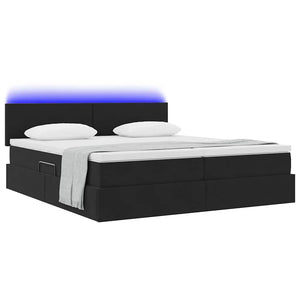 Bett mit LED-Lichtleisten Schwarz 180x200 cm