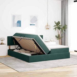 Samt Bett mit LED Dunkelgrün 180x200 cm