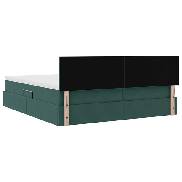 Samt Bett mit LED Dunkelgrün 180x200 cm