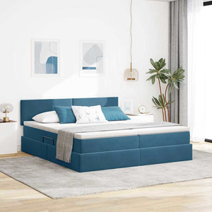 Dunkelblaues Samtbett mit LED 180x200 cm