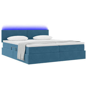 Dunkelblaues Samtbett mit LED 180x200 cm