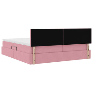Rosa Samt Bett mit LED 180x200 cm