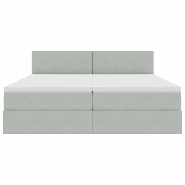Bett mit LED Hellgrau 200x200 cm Samt