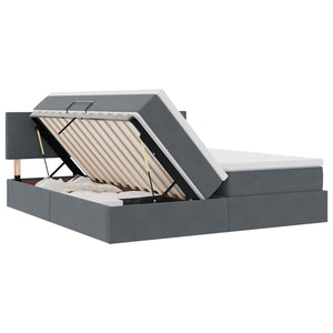 vidaXL Lit avec bande LED gris foncé 200 x 200 cm velours