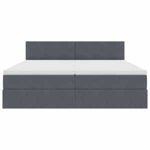 vidaXL Lit avec bande LED gris foncé 200 x 200 cm velours