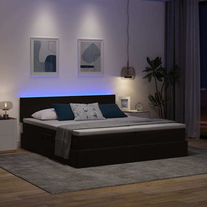 Schwarzes Samtbett mit LED 200x200 cm