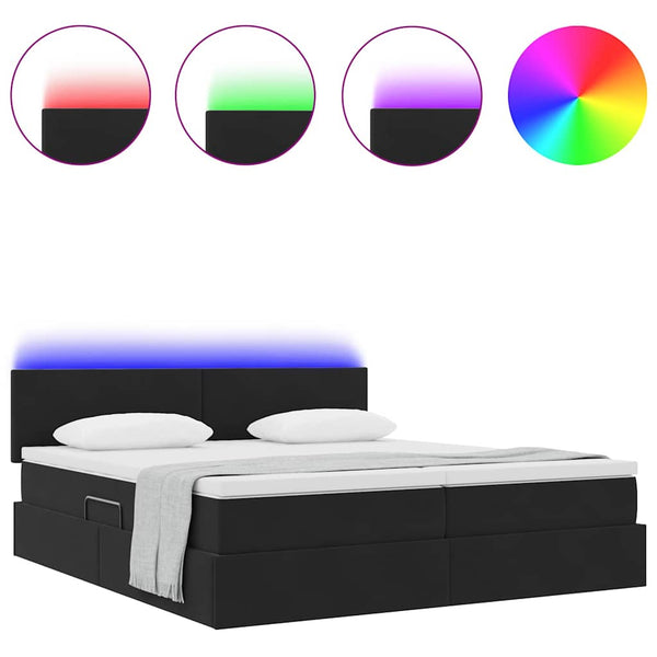 Schwarzes Samtbett mit LED 200x200 cm