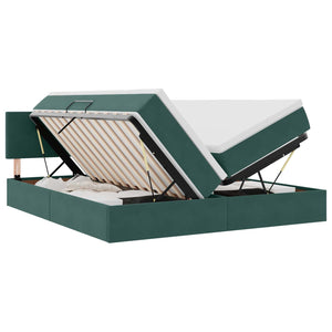 Dunkelgrünes Samtbett mit LED 200x200