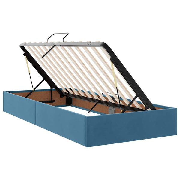 vidaXL Lit avec bandes LED bleu foncé 200 x 200 cm velours