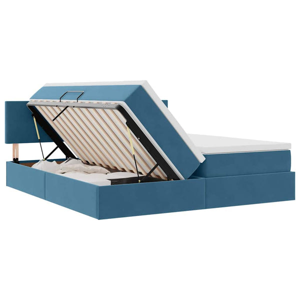 vidaXL Lit avec bandes LED bleu foncé 200 x 200 cm velours
