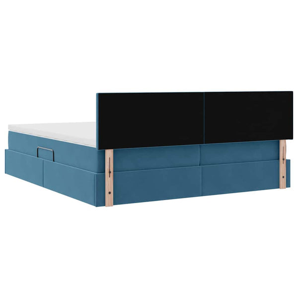 vidaXL Lit avec bandes LED bleu foncé 200 x 200 cm velours