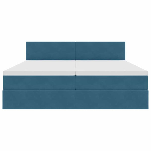 vidaXL Lit avec bandes LED bleu foncé 200 x 200 cm velours