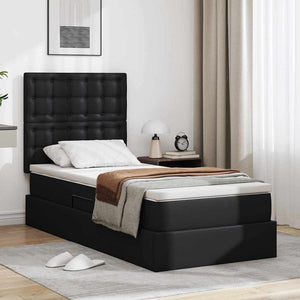 Stauraumbett Schwarz 90x200 cm Kunstleder