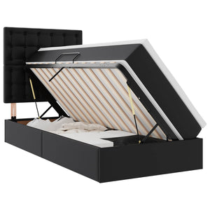 Stauraumbett Schwarz 90x200 cm Kunstleder