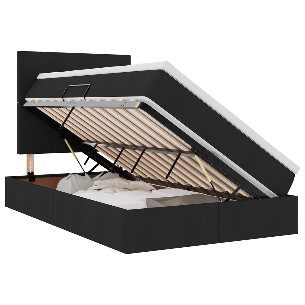 vidaXL Lit de rangement avec matelas Noir 120 x 190 cm Tissu