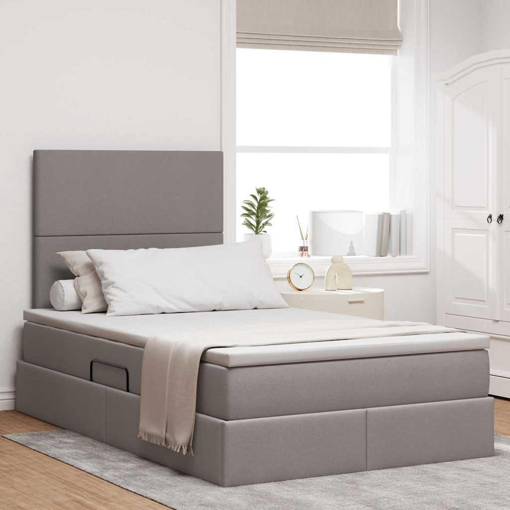 Aufbewahrungsbett mit Matratze Taupe 120x190 cm