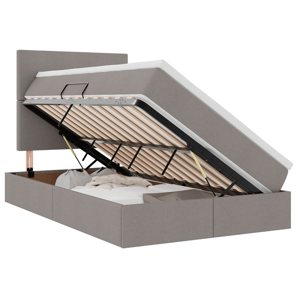 vidaXL Lit de rangement avec matelas Taupe 120 x 190 cm Tissu