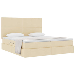 Aufbewahrungsbett Creme 180x200 cm mit Kopfteil