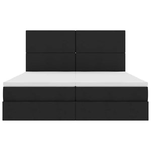 Aufbewahrungsbett mit Kopfteil 200x200 cm Kunstleder Schwarz