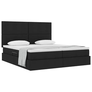 Aufbewahrungsbett mit Kopfteil 200x200 cm Kunstleder Schwarz