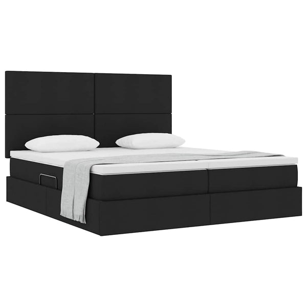 Aufbewahrungsbett mit Kopfteil 200x200 cm Kunstleder Schwarz